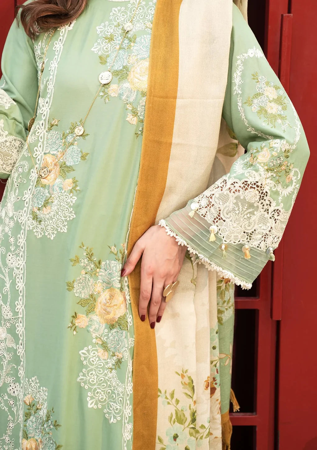ELAF - 3PC LAWN EMBROIDERED SHIRT WITH PRINTED CHIFFON DUPATTA (SYT-410)