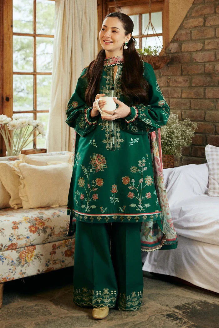 ZARA SHAHJAHAN- 3PC LAWN EMBROIDERED SHIRT WITH PRINTED CHIFFON DUPATTA (SYT-411