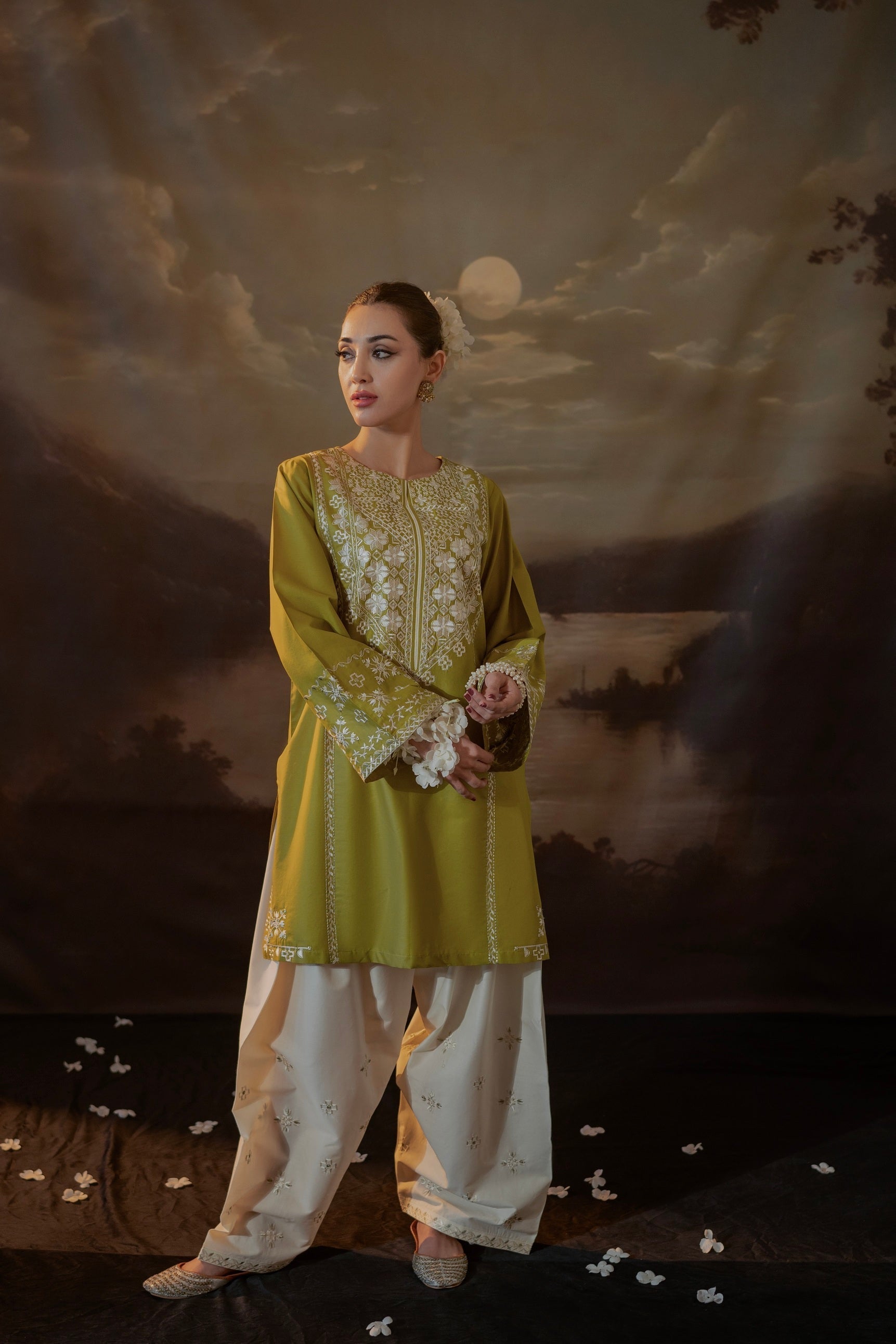 Urge - 2PC Unstitched Dhanak Embroidered Shirt with Dhanak Embroidered Trousers