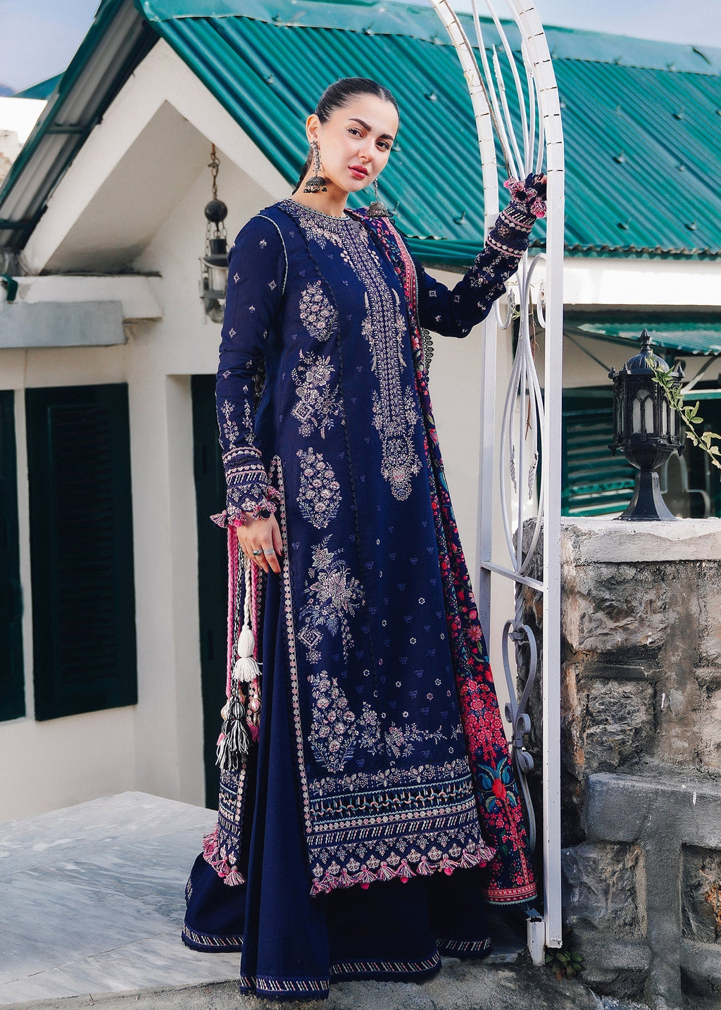 Hussain Rehar - UNSTITCHED 3PC Embroidered Dhanak Suit with Printed Shawal (SYT-188)