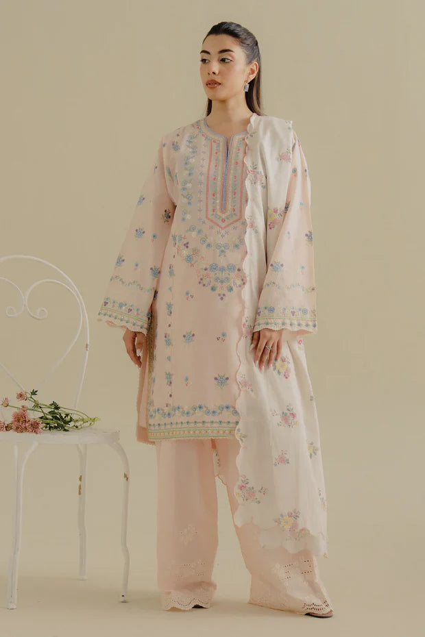 ZARA SHAHJAHAN- 3PC LAWN EMBROIDERED SHIRT WITH PRINTED CHIFFON DUPATTA (SYT-412)