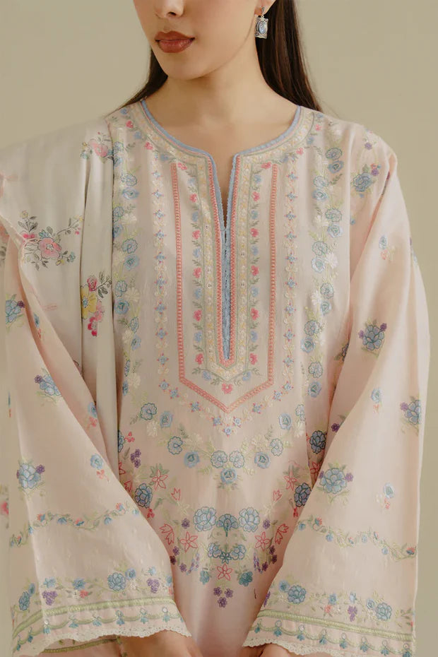ZARA SHAHJAHAN- 3PC LAWN EMBROIDERED SHIRT WITH PRINTED CHIFFON DUPATTA (SYT-412)