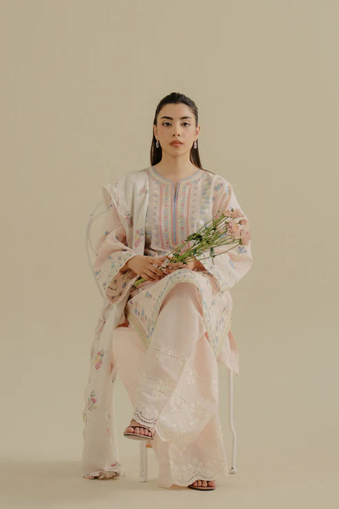 ZARA SHAHJAHAN- 3PC LAWN EMBROIDERED SHIRT WITH PRINTED CHIFFON DUPATTA (SYT-412)