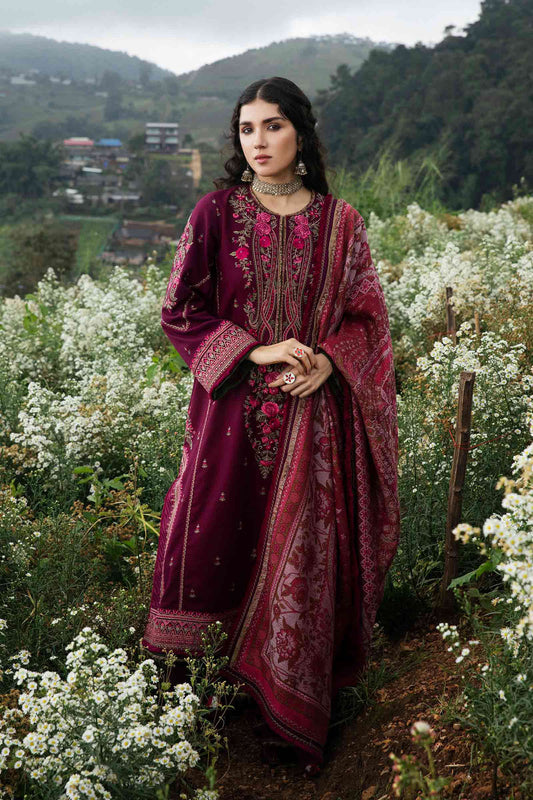 ZARA SHAH JAHAN - 3PC DHANAK EMBROIDERED SHIRT WITH PRINTED SHAWL AND TROUSER