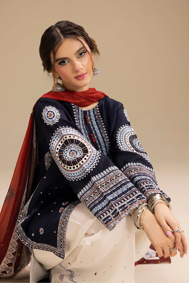 JAZMIN - UNSTITCHED 3PC DHANAK EMBROIDERED WITH DIGITAL PRINT SHAWL