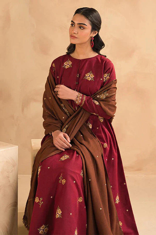 Baroque Dhanak 3PC Embroidered With Dhanak Embroidered Shawl