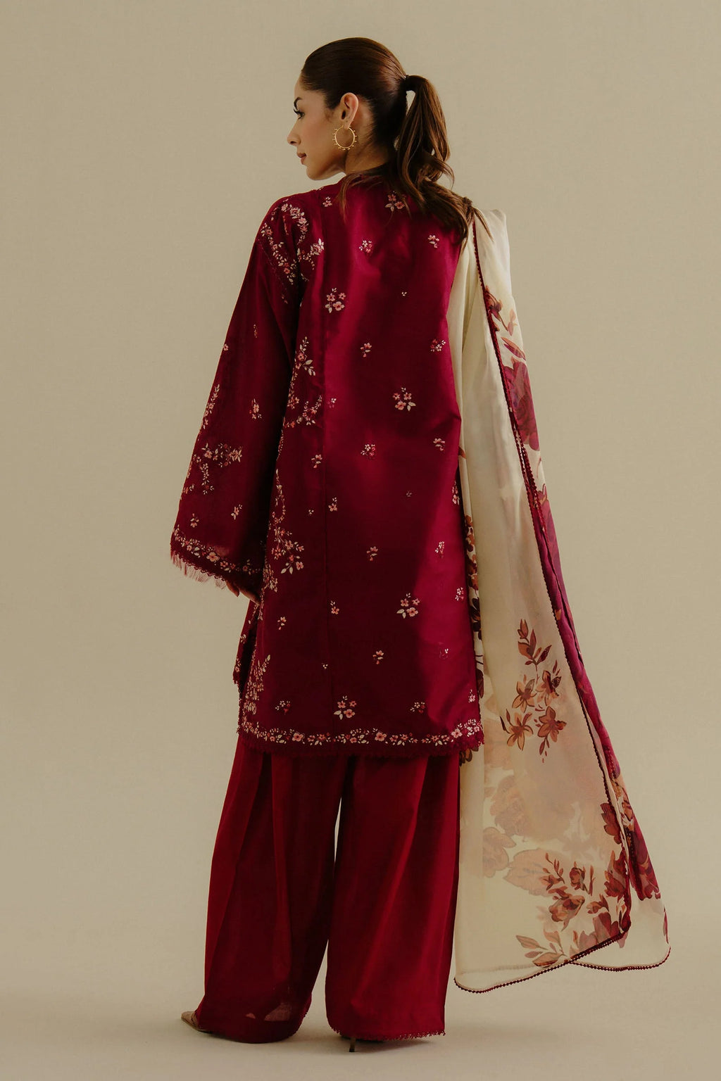 ZARA SHAHJAHAN- 3PC LAWN EMBROIDERED SHIRT WITH PRINTED CHIFFON DUPATTA (SYT-415)