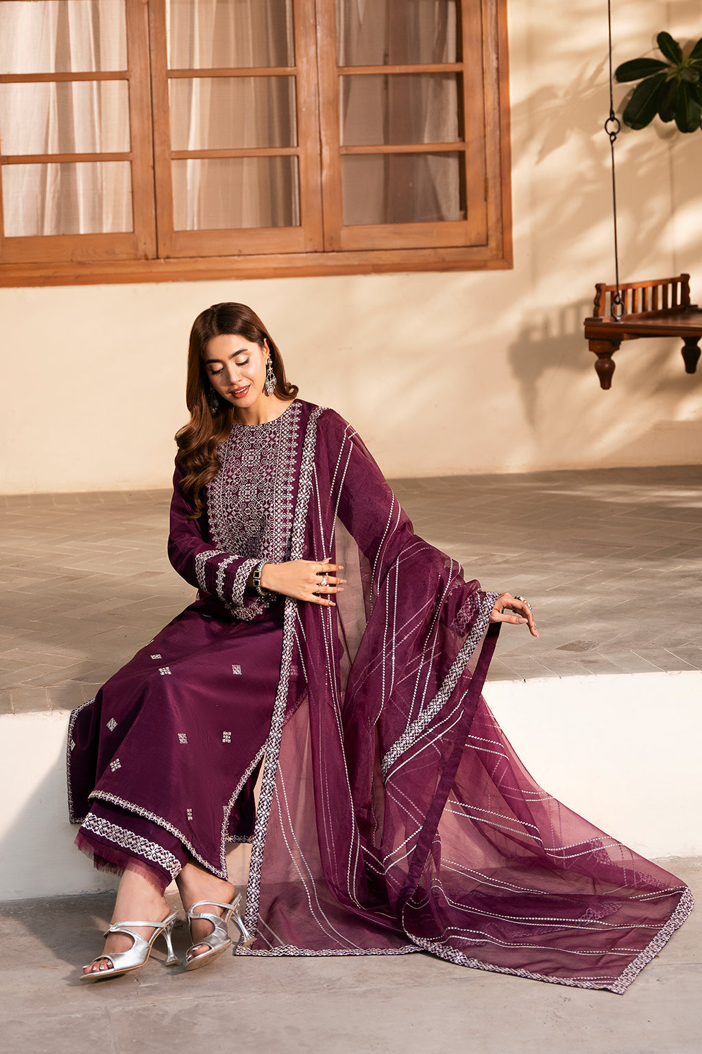 SHEENORA UNSTITCHED WINTER DHANAK 3PC WITH DHANAK EMBROIDERED SHAWL & PLAIN TROUSER