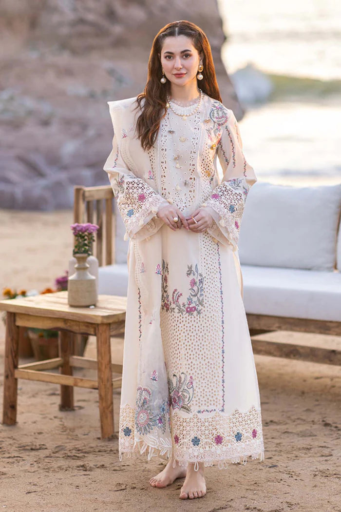 QALAMKAR - 3PC LAWN EMBROIDERED SHIRT WITH ORGANZA EMBROIDERED READY TO WEAR DUPATTA (SYT-418)