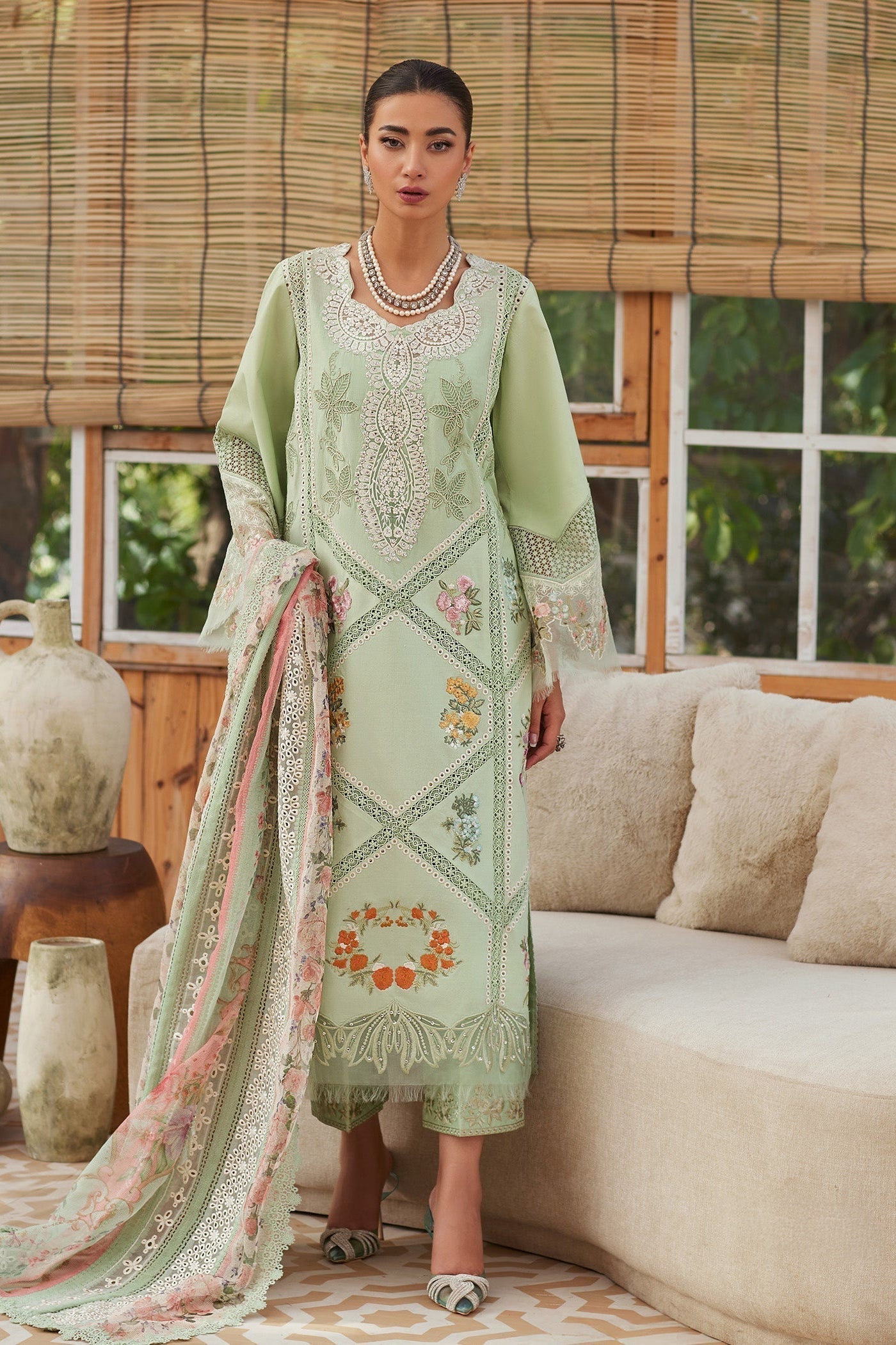 CRIMSON | MINT | SUMMER UNSTITCHED LAWN 3PC (SYT-503)