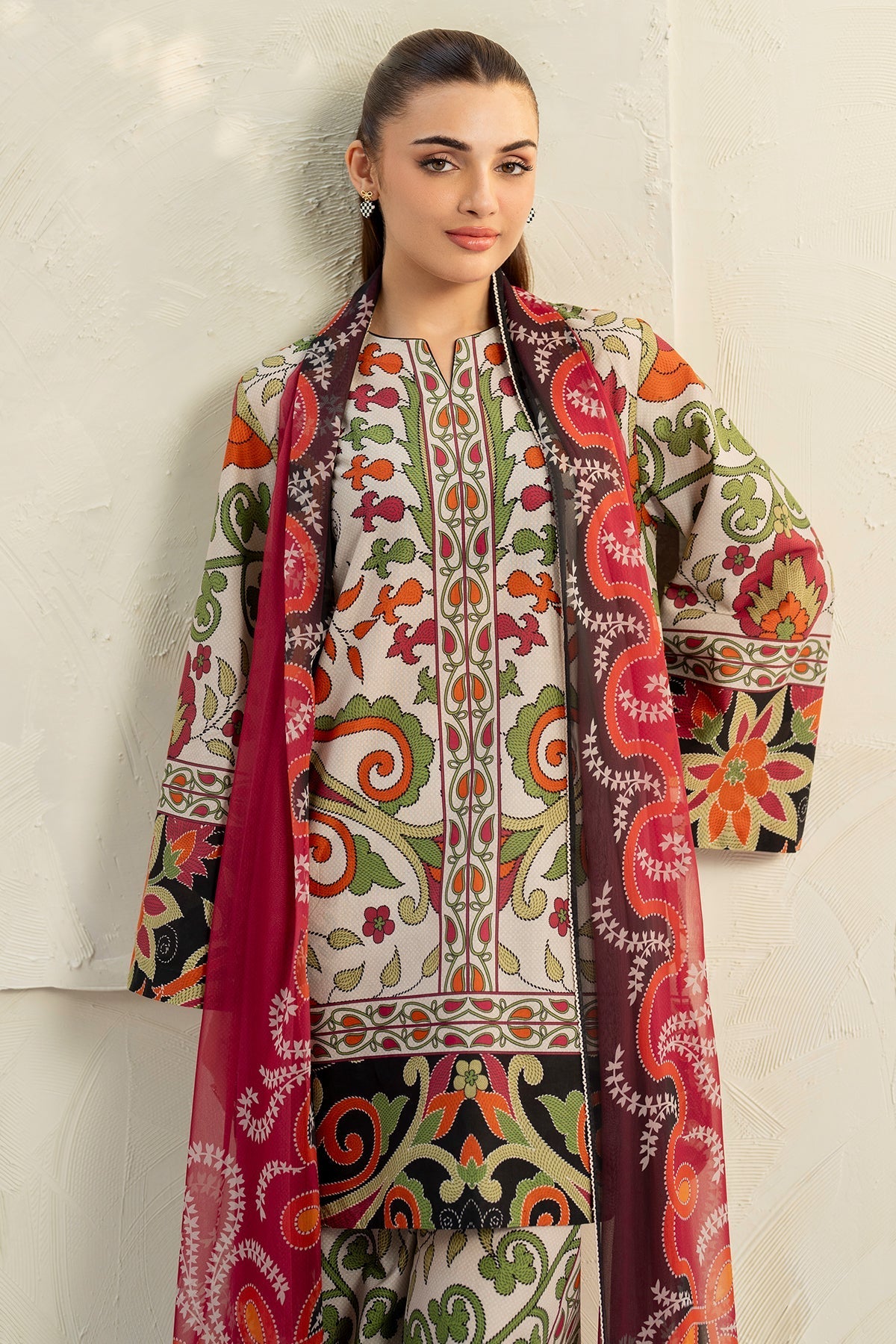 JAZMIN - 3PC Unstitched Printed Viscose Shirt with Printed Dupatta and Printed Trouser
