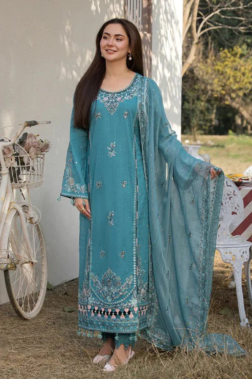 ALLYS - 3PC LAWN EMBROIDERED SHIRT WITH BAMBER CHIFFON EMBROIDERED READY TO WEAR DUPATTA (SYT-402)