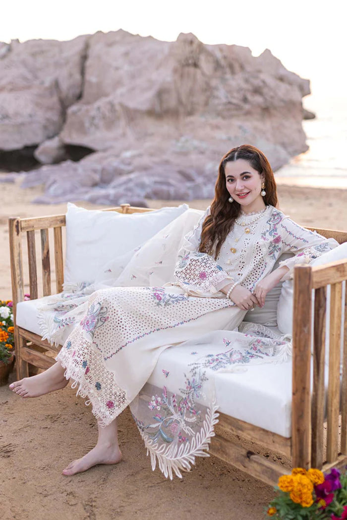 QALAMKAR - 3PC LAWN EMBROIDERED SHIRT WITH ORGANZA EMBROIDERED READY TO WEAR DUPATTA (SYT-418)