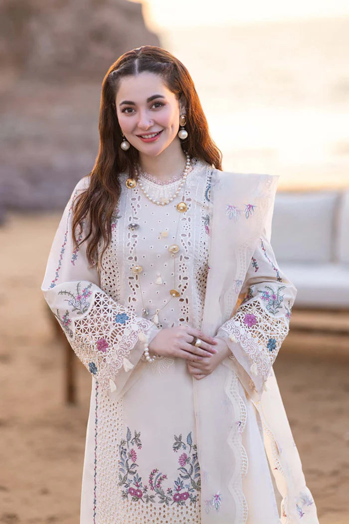QALAMKAR - 3PC LAWN EMBROIDERED SHIRT WITH ORGANZA EMBROIDERED READY TO WEAR DUPATTA (SYT-418)