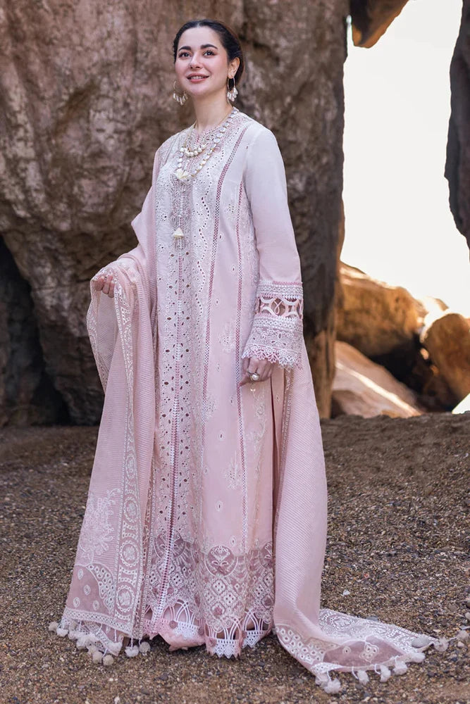 QALAMKAR - 3PC LAWN EMBROIDERED SHIRT WITH KHADDI NET EMBROIDERED READY TO WEAR DUPATTA (SYT-419)