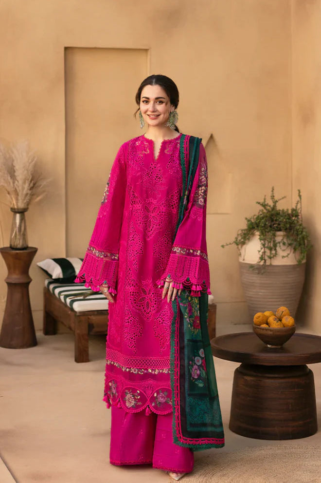 SAIRA RIZWAN - 3PC LAWN EMBROIDERED SHIRT WITH KHADDI NET EMBROIDERED READY TO WEAR DUPATTA (SYT-420)