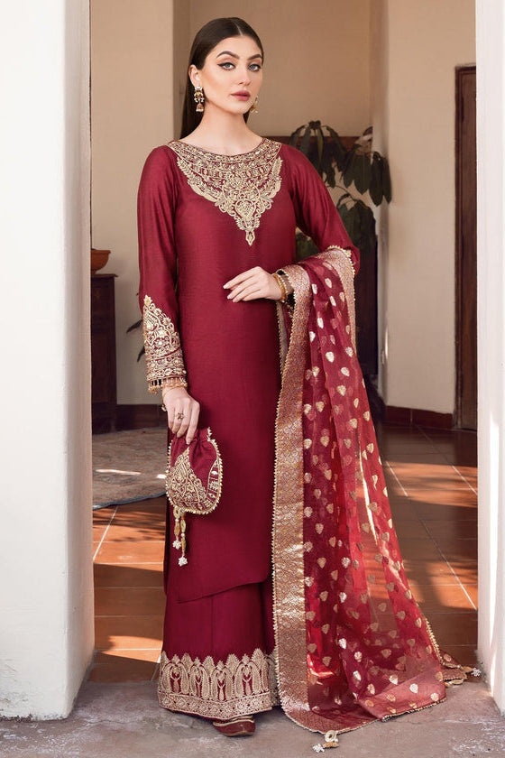 RANG E HAYA LUXURY SHAMOOZ SILK 3PC WITH BANARSI ORGANZA DUPATTA