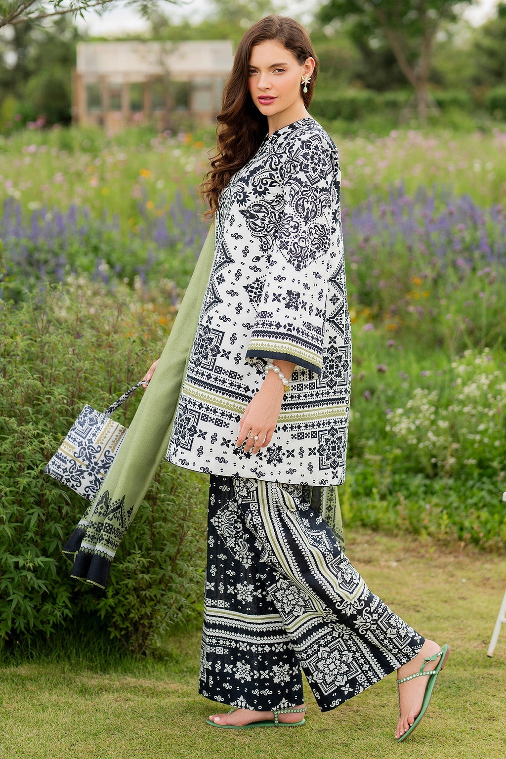 JAZMIN - 3PC Unstitched Printed Viscose Shirt with Printed Dupatta and Printed Trouser