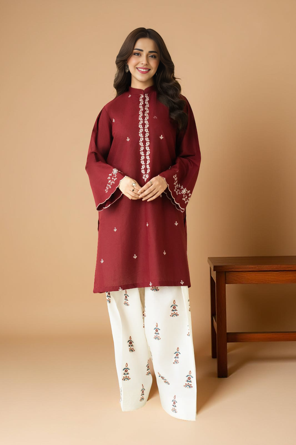 PEZWAAN | BERRY 2PC | LAWN UNSTITCHED EMBROIDERED SET (SYT-504)