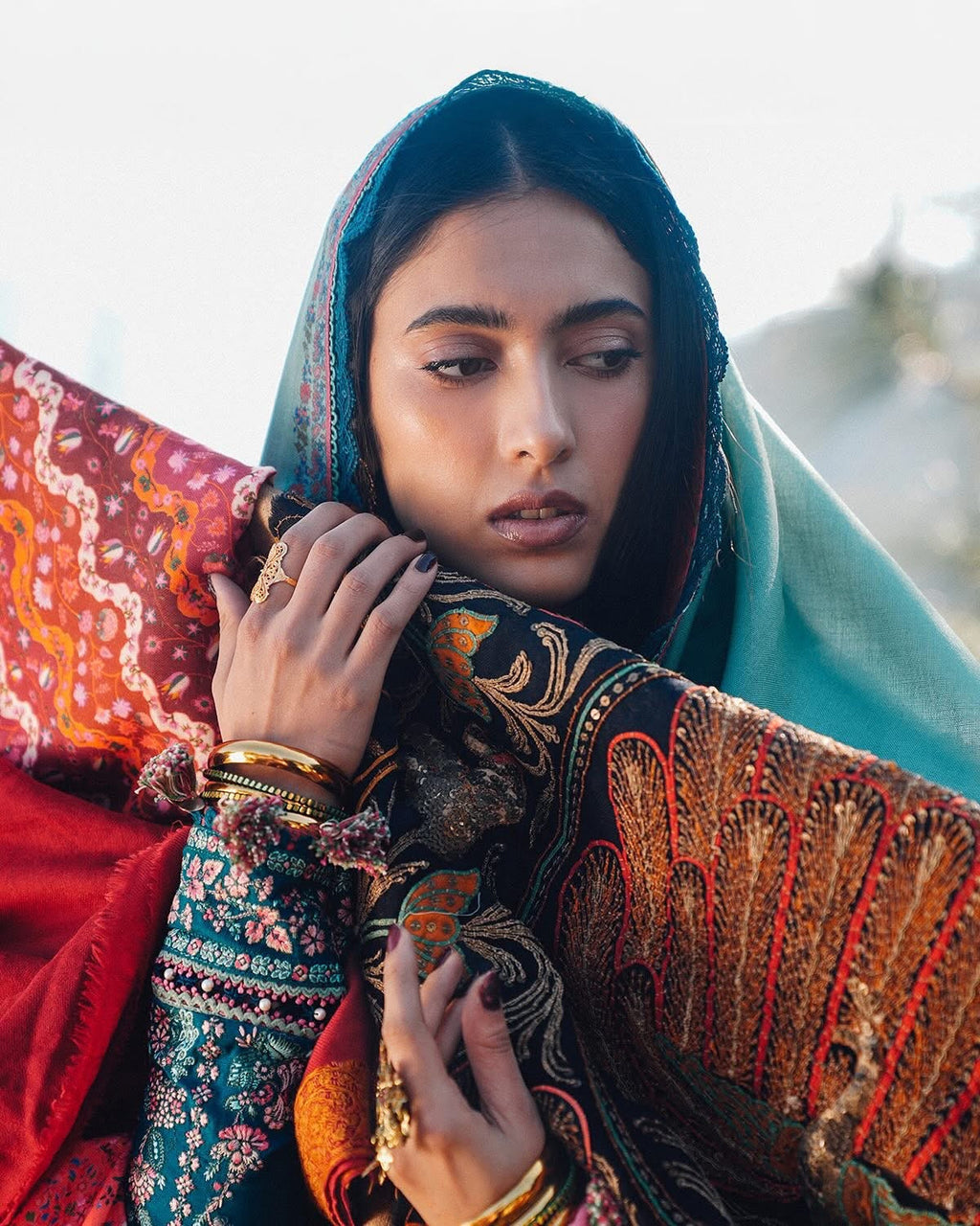 Hussain Rehar Unstitched Dhanak 3PC With Printed Shawl