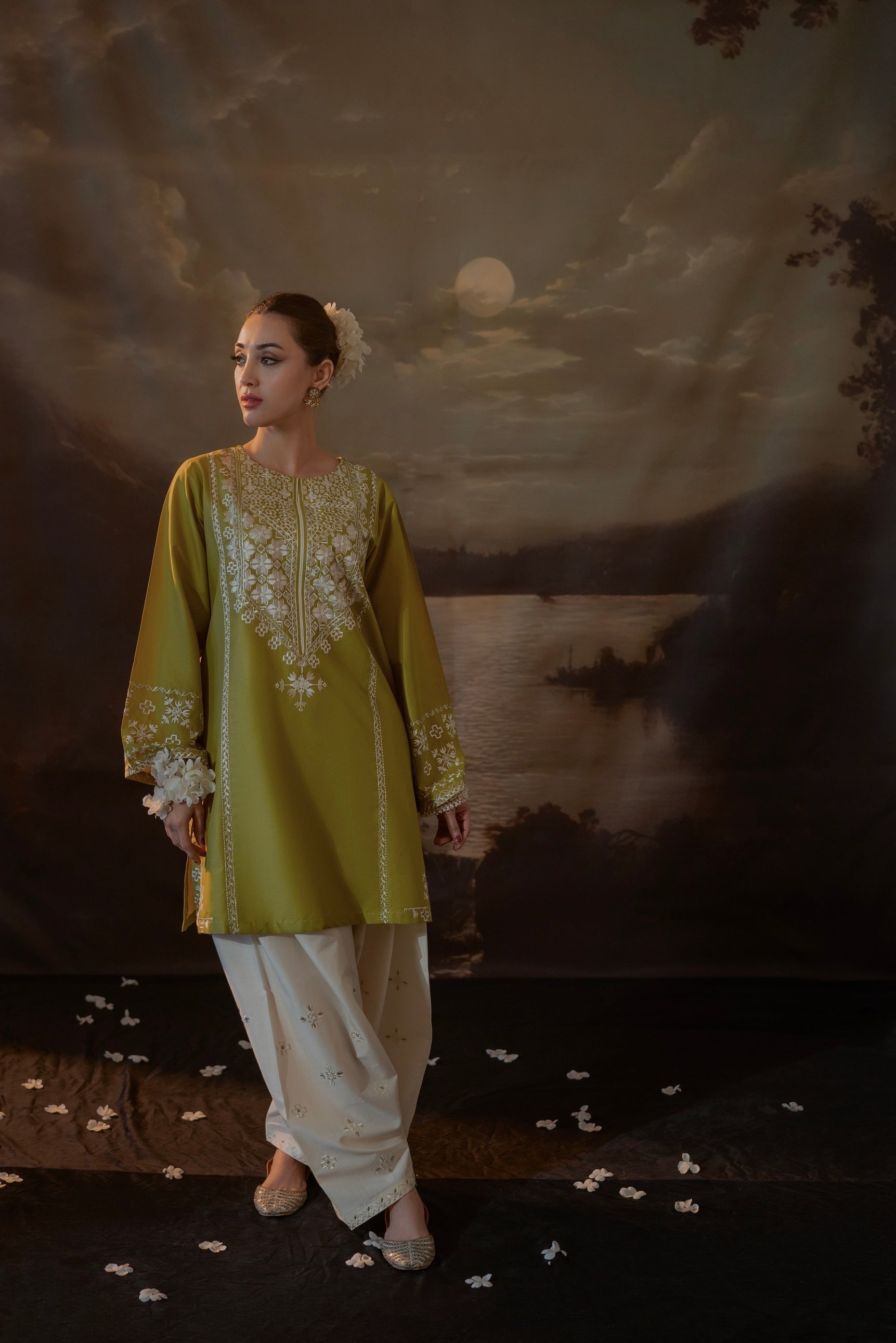 Urge - 2PC Unstitched Dhanak Embroidered Shirt with Dhanak Embroidered Trousers
