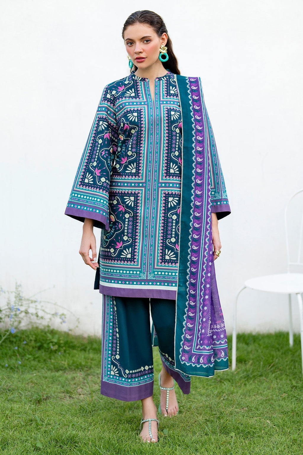 JAZMIN - 3PC Unstitched Printed Viscose Shirt with Printed Dupatta and Printed Trouser