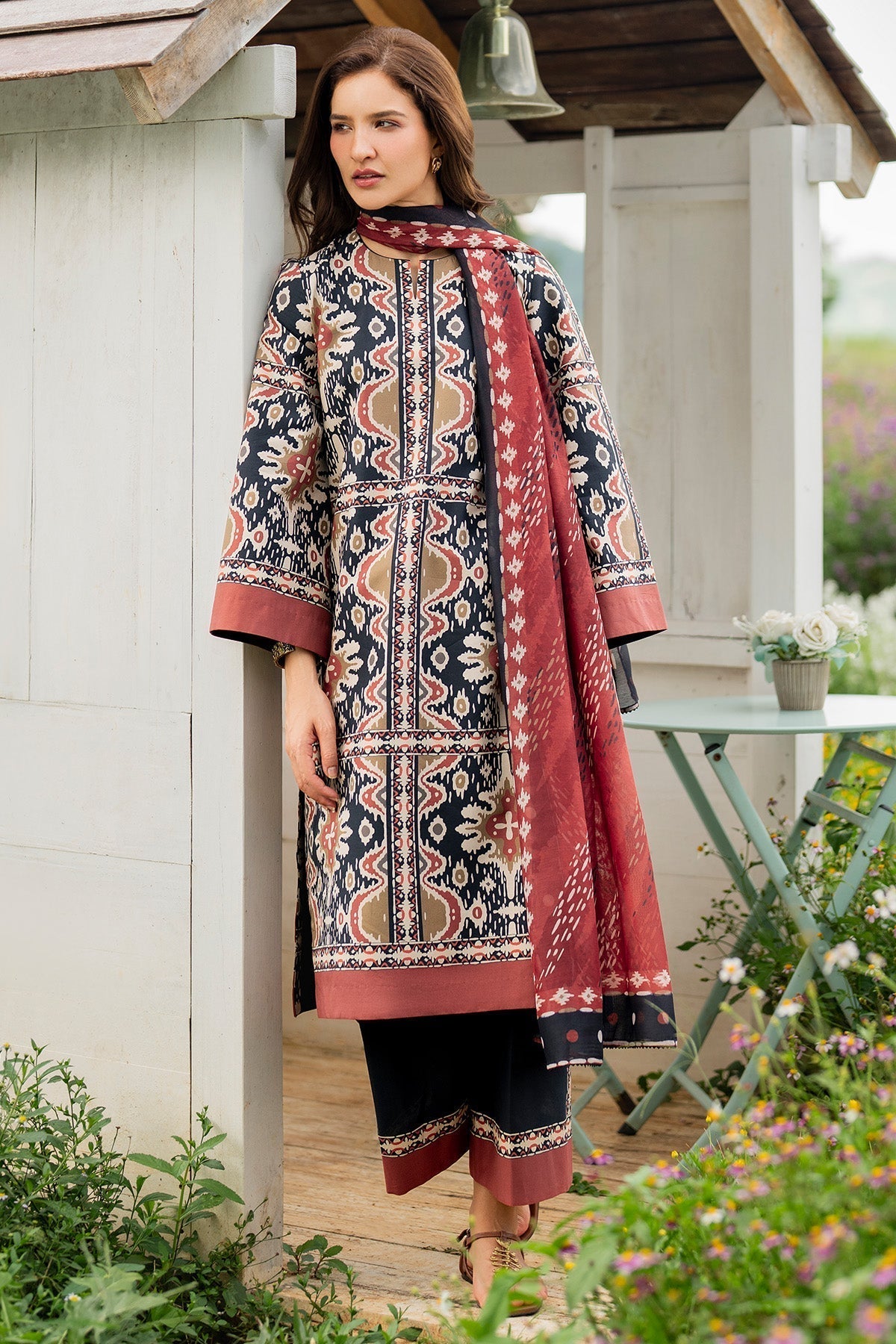 JAZMIN - 3PC Unstitched Printed Viscose Shirt with Printed Dupatta and Printed Trouser