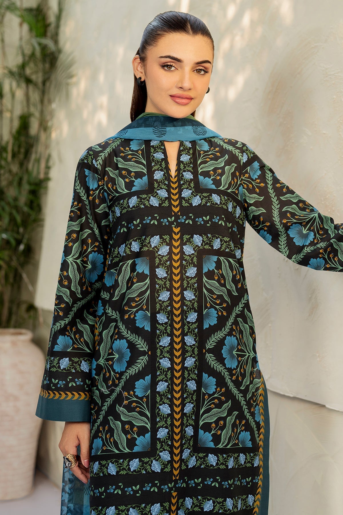 JAZMIN - 3PC Unstitched Printed Viscose Shirt with Printed Dupatta and Printed Trouser