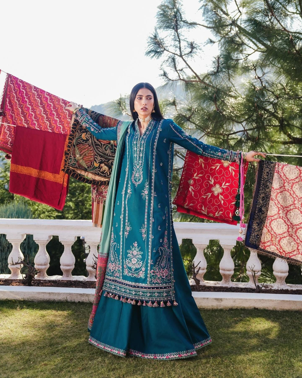 Hussain Rehar Unstitched Dhanak 3PC With Printed Shawl