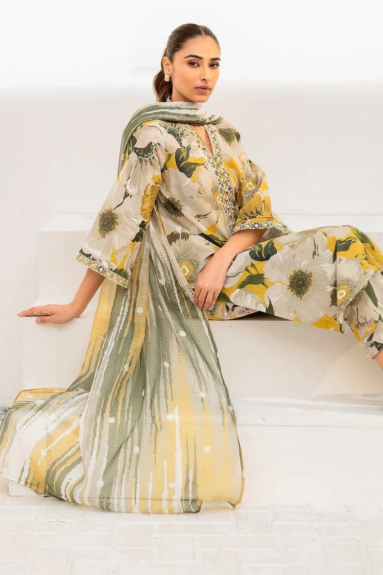 BAROUQE-3PC KARANDI PRINTED SHIRT WITH KARANDI PRINTED DUPATTA AND TROUSER