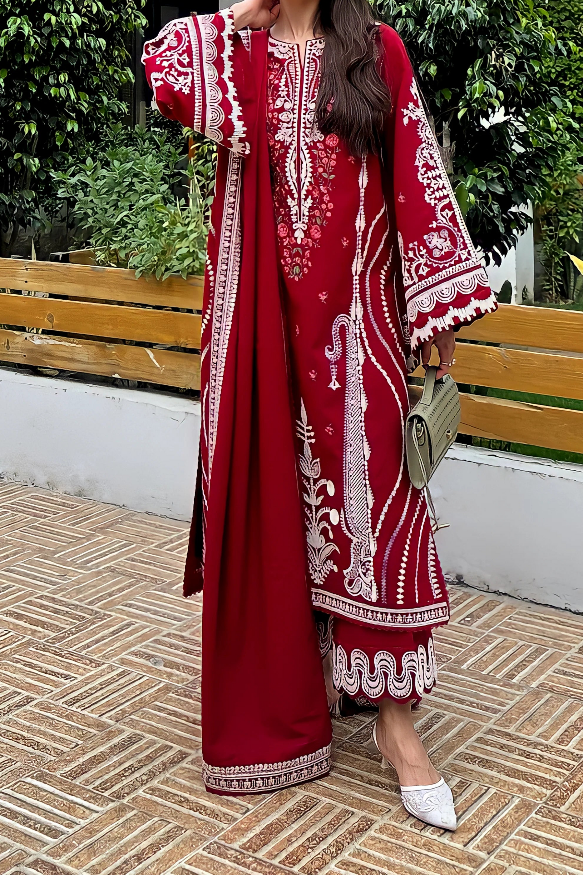 ZAIB | REDDISH | UNSTITCHED LAWN 3PC (SYT-478)