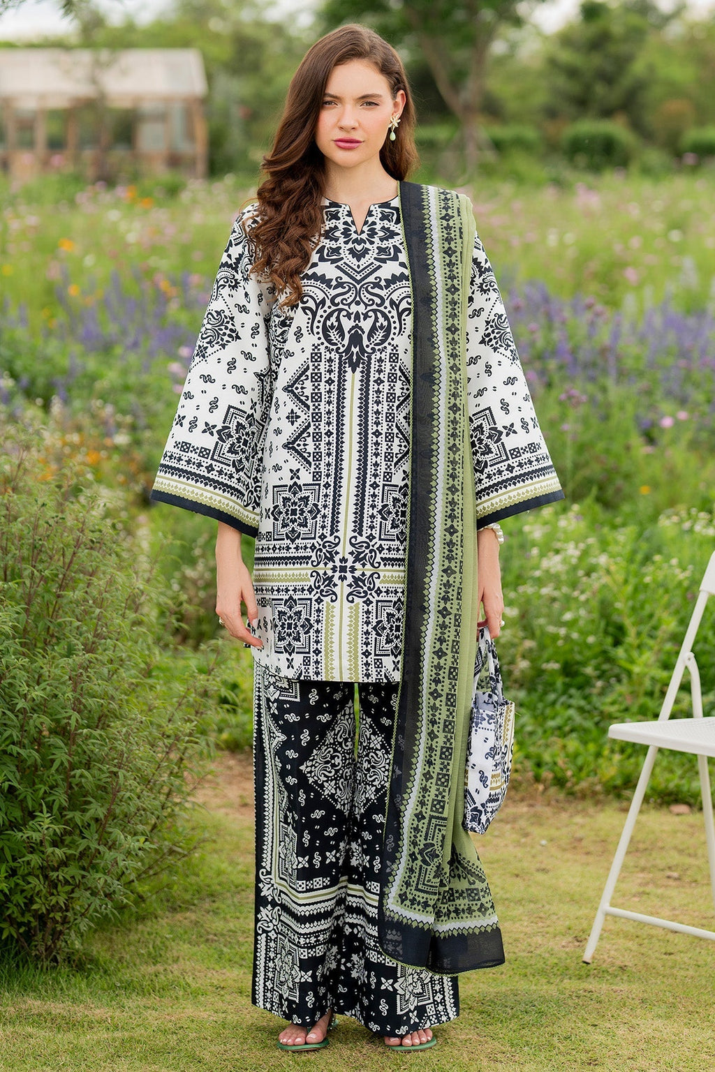 JAZMIN - 3PC Unstitched Printed Viscose Shirt with Printed Dupatta and Printed Trouser