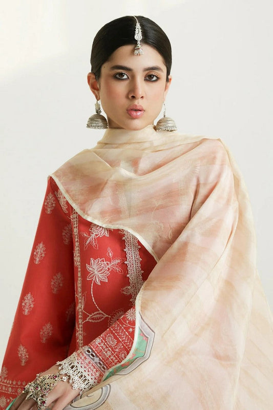 Zara Shahjahan - 3PC Unstitched Dhanak Embroidered Shirt with Printed Wool Shawl and Trouser