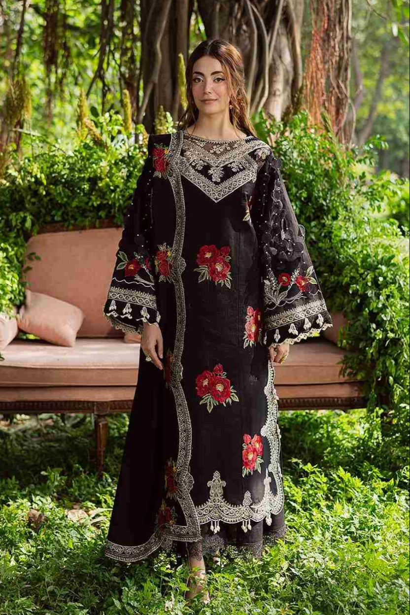 PARISHAY -3PC DHANAK EMBROIDRED SHIRT WITH DHANAK READY TO HEAVY EMB SHAWL AND TROUSER (SYT-214)