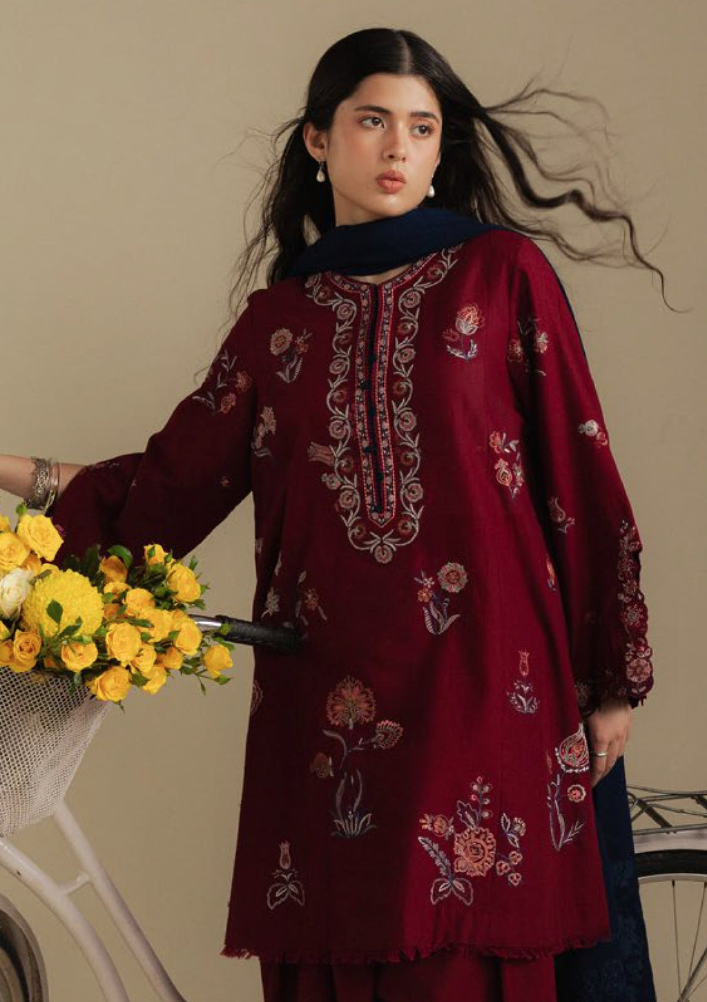 COCO BY ZARA SHAHJAHAN LUXURY UNSTITCHED WINTER DHANAK EMBROIDERED 3PC WITH WOOL PRINTED SHAWL (SYT-217)