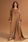 FLORENT -3PC DHANAK EMBROIDRED SHIRT WITH DHANAK HEAVY EMB SHAWL AND TROUSER (SYT-215)