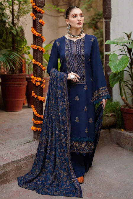 BAREEZE - 3PC DHANAK EMBROIDERED SHIRT WITH DHANAK EMBROIDERED SHAWL AND TROUSER (SYT-219)