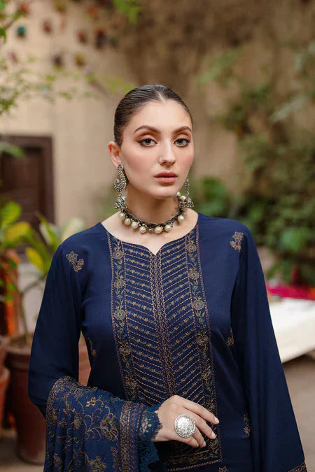 BAREEZE - 3PC DHANAK EMBROIDERED SHIRT WITH DHANAK EMBROIDERED SHAWL AND TROUSER (SYT-219)