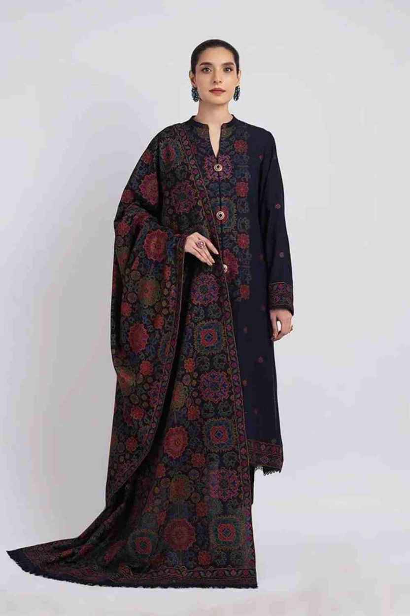 BAREEZE - 3PC DHANAK EMBROIDERED SHIRT WITH DHANAK EMBROIDERED SHAWL AND TROUSER (SYT-231)