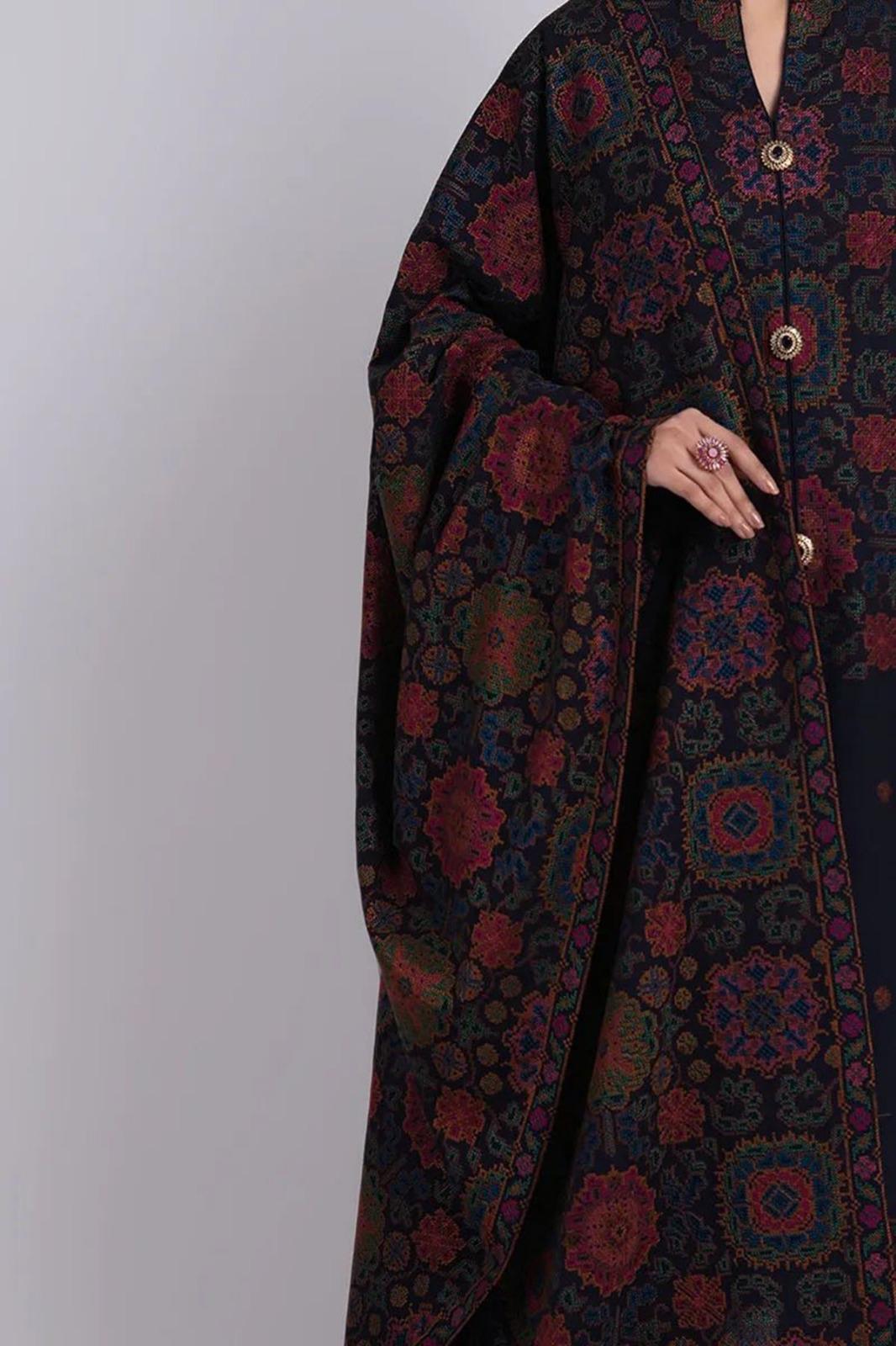 BAREEZE - 3PC DHANAK EMBROIDERED SHIRT WITH DHANAK EMBROIDERED SHAWL AND TROUSER (SYT-231)