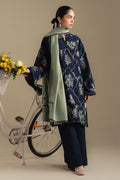 ZARA SHAHJAHAN -3PC DHANAK EMBROIDERED SHIRT WITH COUTRAI PRINT SHAWL AND TROUSER (SYT-232)