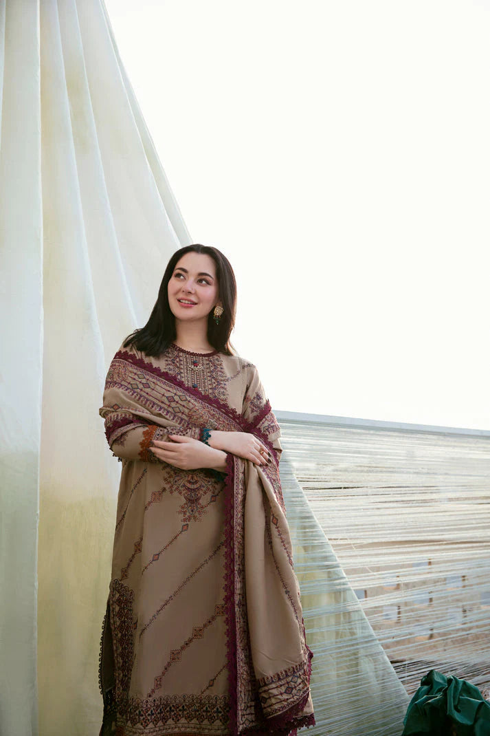 FLORENT-3PC DHANAK EMBROIDERED SHIRT WITH DHANAK SHAWL AND TROUSER (SYT-236)