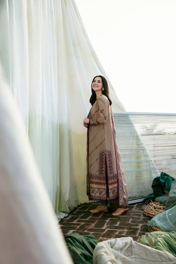 FLORENT-3PC DHANAK EMBROIDERED SHIRT WITH DHANAK SHAWL AND TROUSER (SYT-236)