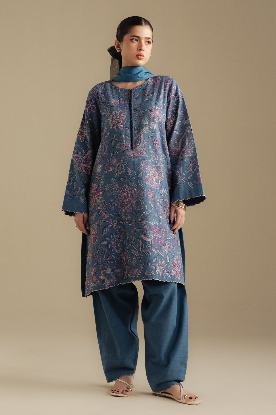 COCO BY ZARA SHAHJAHAN LUXURY UNSTITCHED WINTER DHANAK EMBROIDERED 3PC WITH WOOL PRINTED SHAWL (SYT-238)