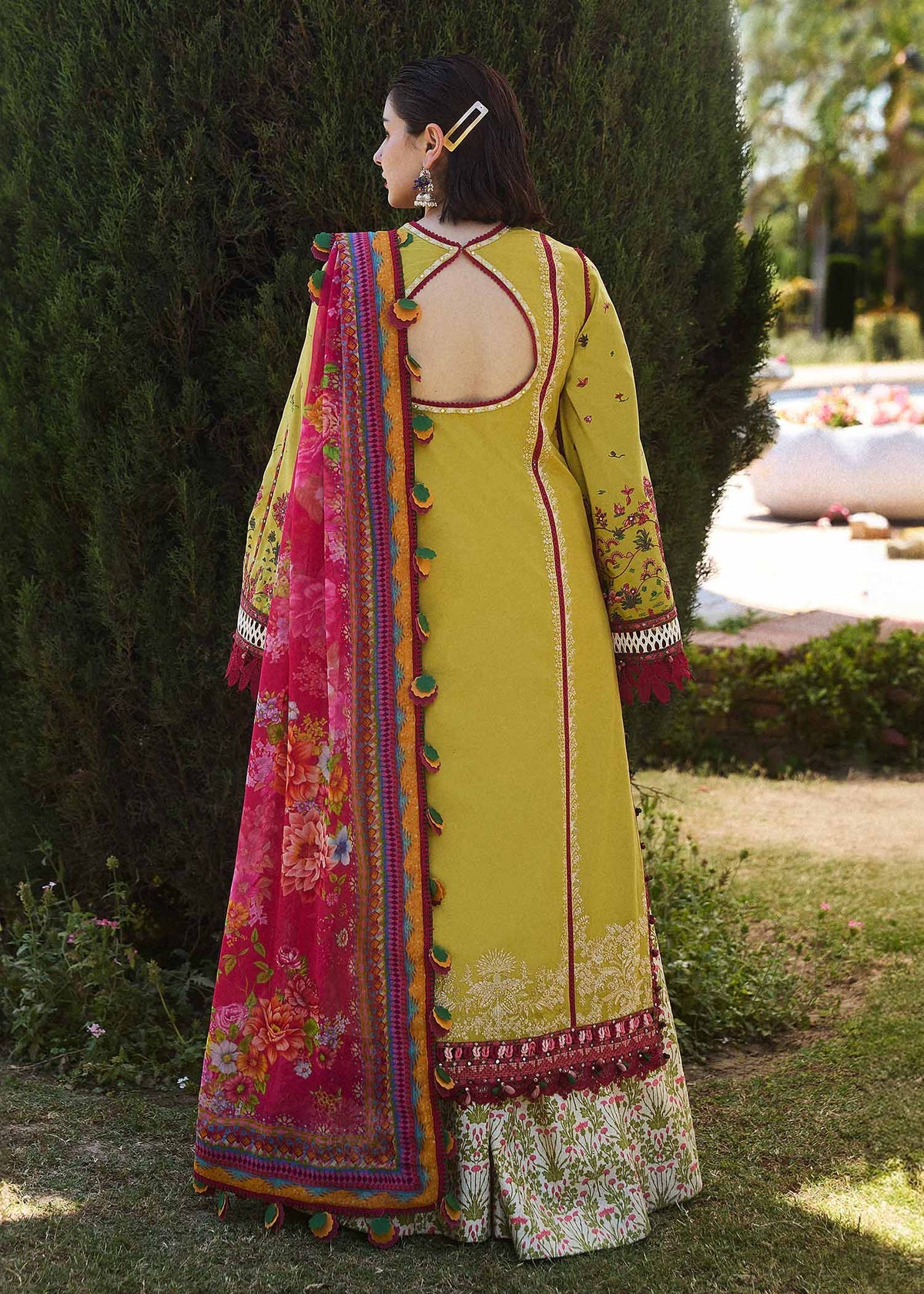 HUSSAIN REHAR - LUXURY UNSTITCHED DHANAK EMBROIDERED 3PC WITH PRINTED SHAWL (SYT-239)