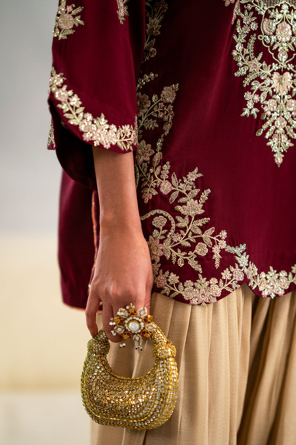 ETHNIC SILK TWO PIECE  (UNSTITCHED) (SYT-601)