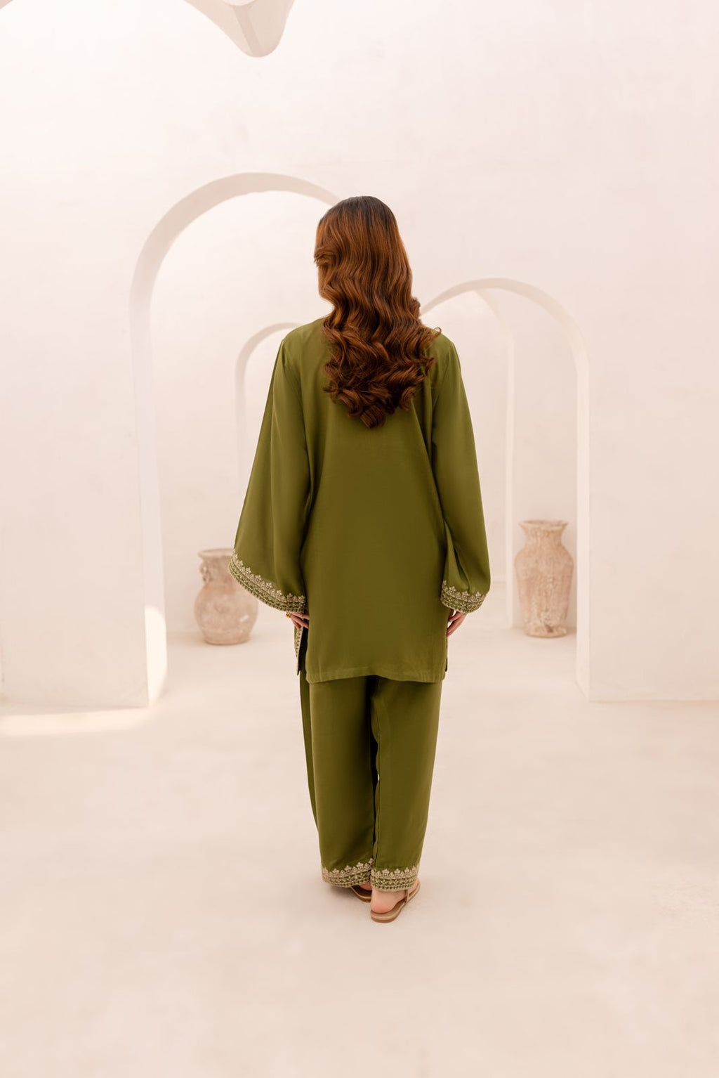 LAAM-2PC DHANAK EMBROIDERED SHIRT WITH DHANAK TROUSER