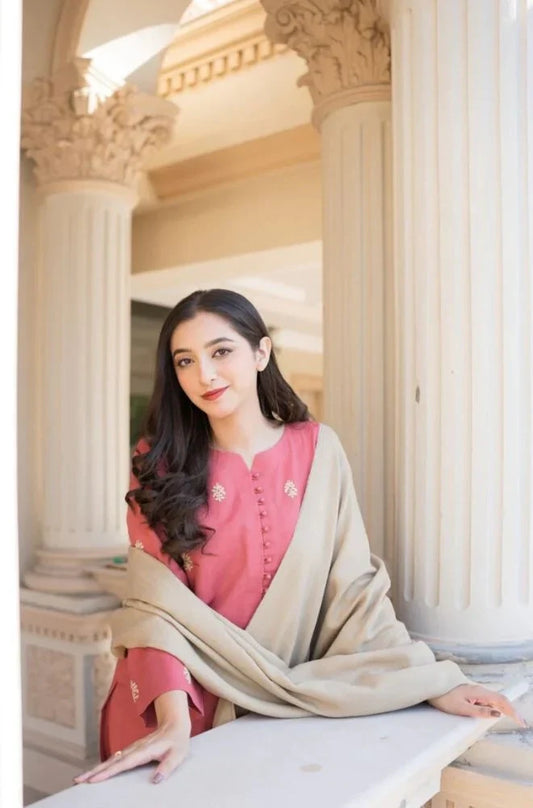 Aisling - 3PC Unstitched Dhanak Embroidered Shirt with Dhanak Shawl and Trouser