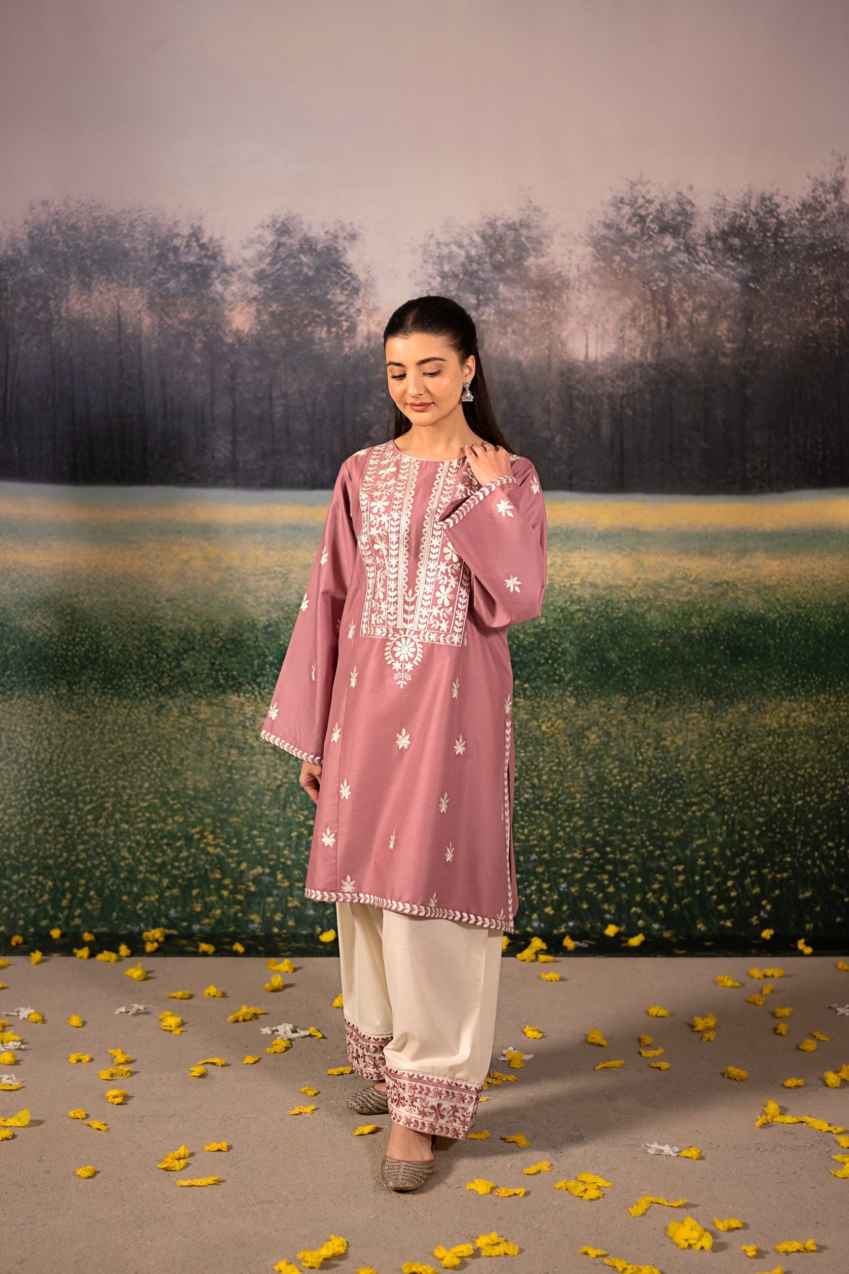 Urge - 2PC Unstitched Dhanak Embroidered Shirt with Dhanak Embroidered Trousers
