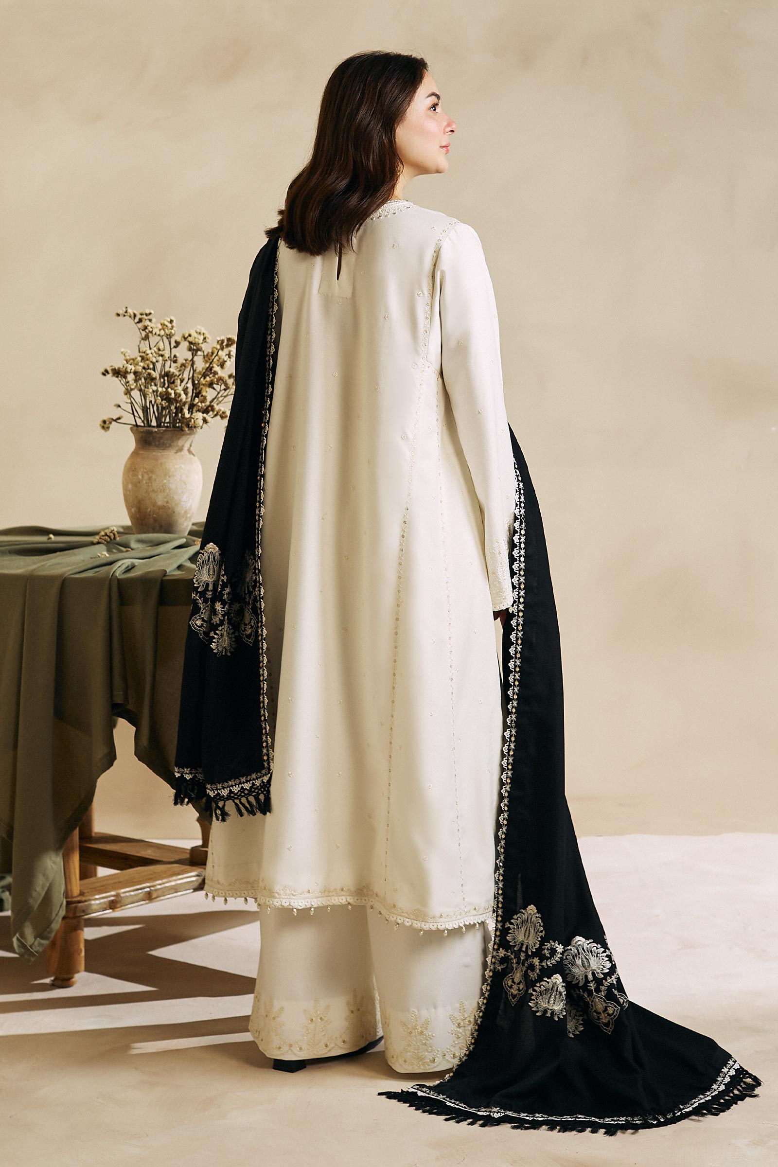 Zara Shah Jahan - 3PC Unstitched Dhanak Sequence Embroidered Shirt with Dhanak Embroidered Dupatta and Trousers